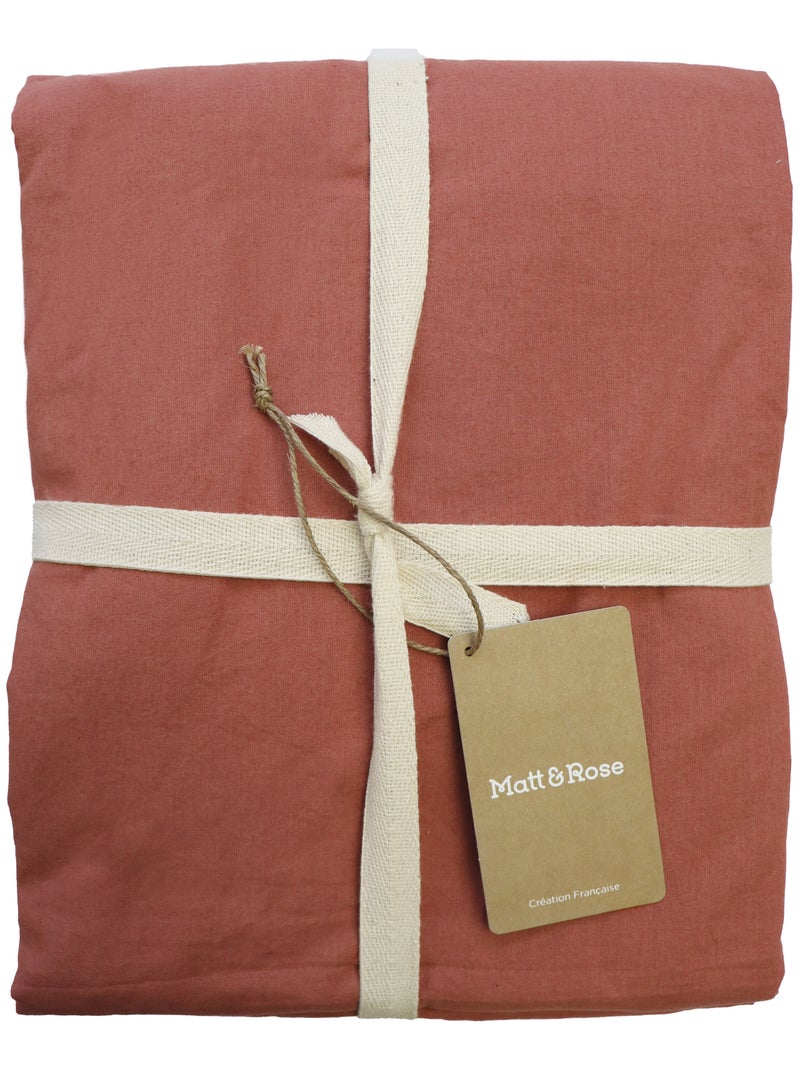 Set de 2 taies d'oreiller unies à volant, COTON LAVÉ Terracotta - Kiabi