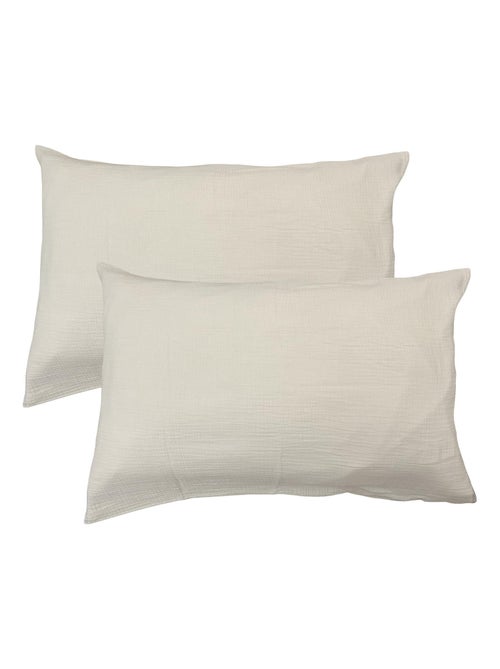 Set de 2 taies d'oreiller unies en coton, GAZE DE COTON - Kiabi Set de 2 taies d'oreiller unies en coton, GAZE DE COTON - Kiabi