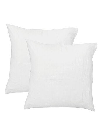 Set de 2 taies d'oreiller unies en coton, GAZE DE COTON