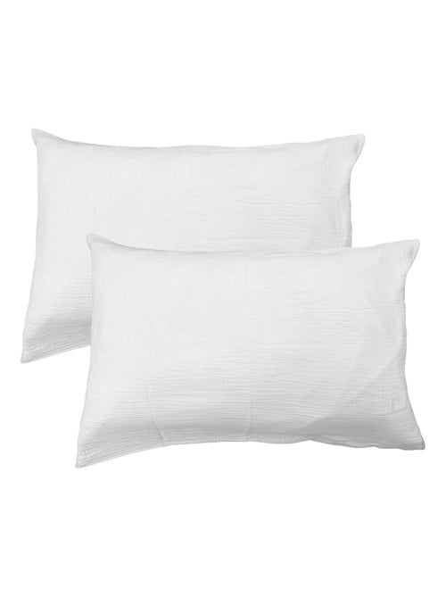 Set de 2 taies d'oreiller unies en coton, GAZE DE COTON - Kiabi Set de 2 taies d'oreiller unies en coton, GAZE DE COTON - Kiabi