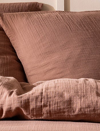 Set de 2 taies d'oreiller unies en coton, GAZE DE COTON