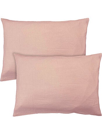 Set de 2 taies d'oreiller unies en coton, GAZE DE COTON