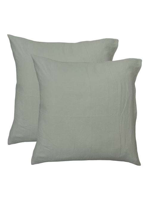 Set de 2 taies d'oreiller unies en coton, GAZE DE COTON - Kiabi Set de 2 taies d'oreiller unies en coton, GAZE DE COTON - Kiabi
