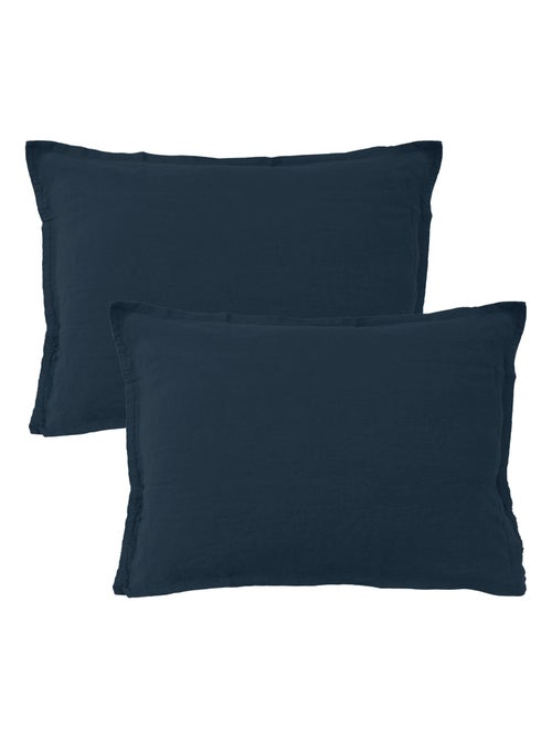 Set de 2 taies d'oreiller unies en lin, LIN LAVÉ - Kiabi