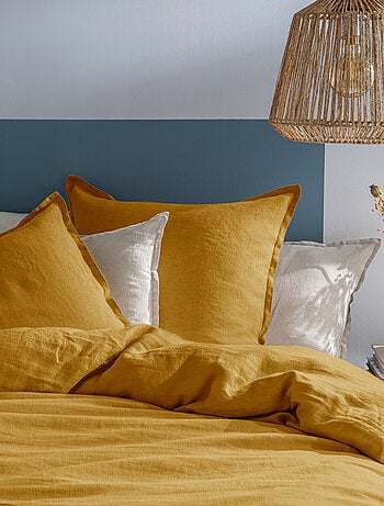 Set de 2 taies d'oreiller unies en lin, LIN LAVÉ