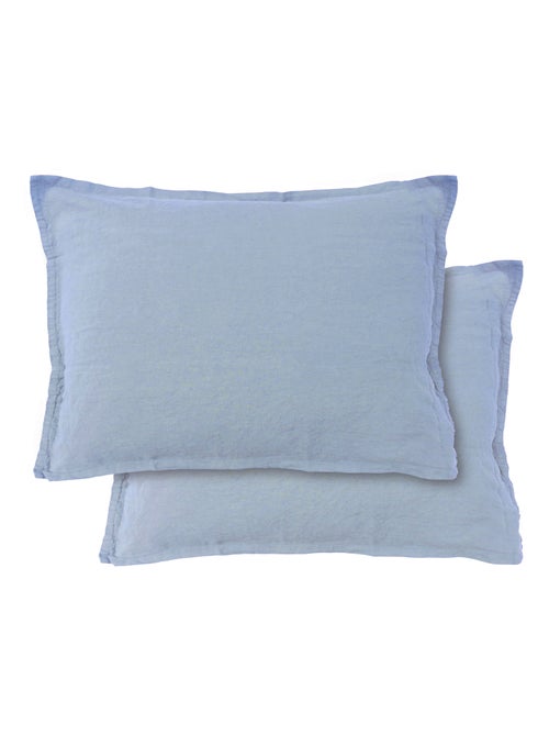 Set de 2 taies d'oreiller unies en lin, PASSION LIN - Kiabi