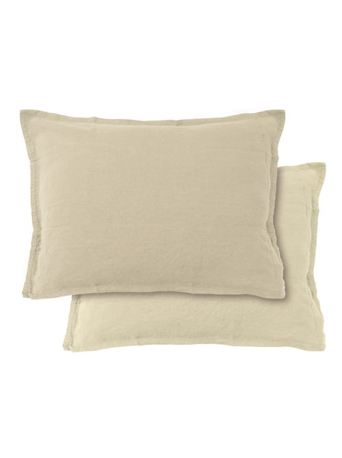 Set de 2 taies d'oreiller unies en lin, PASSION LIN - Kiabi Set de 2 taies d'oreiller unies en lin, PASSION LIN - Kiabi