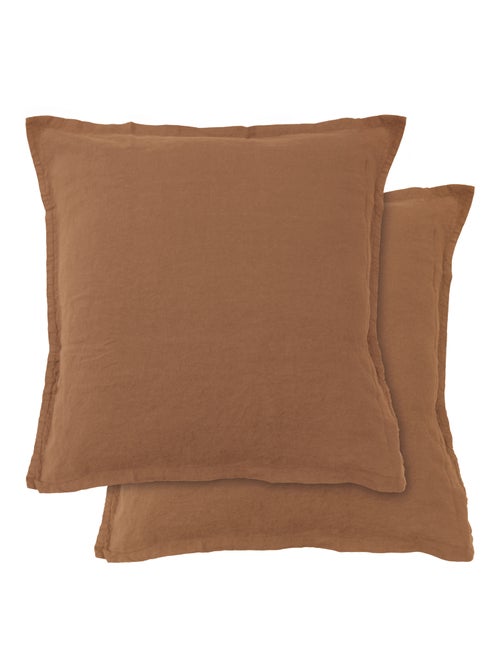 Set de 2 taies d'oreiller unies en lin, PASSION LIN - Kiabi