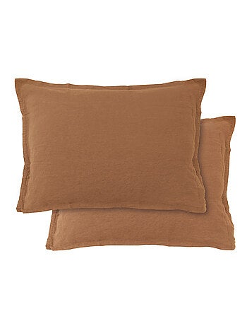 Set de 2 taies d'oreiller unies en lin, PASSION LIN