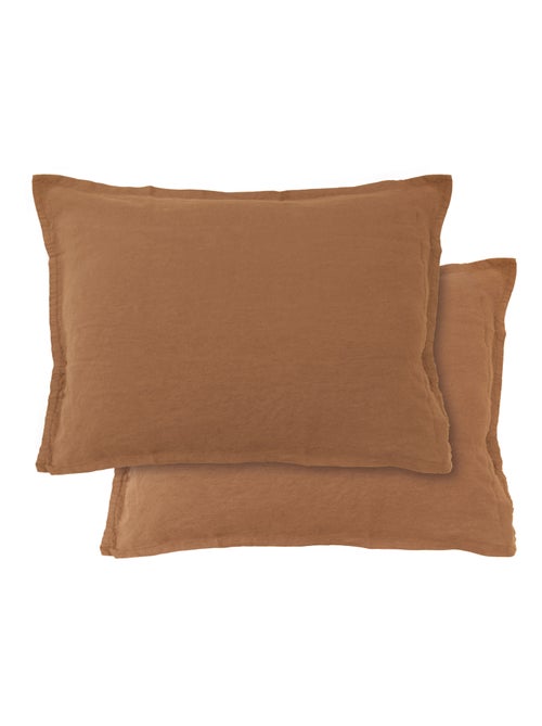 Set de 2 taies d'oreiller unies en lin, PASSION LIN - Kiabi Set de 2 taies d'oreiller unies en lin, PASSION LIN - Kiabi