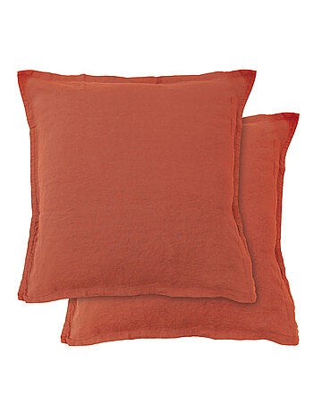 Set de 2 taies d'oreiller unies en lin, PASSION LIN