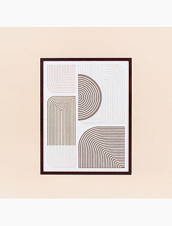 Set de 2 toiles en relief à motifs géométriques beiges, marrons 45x60cm