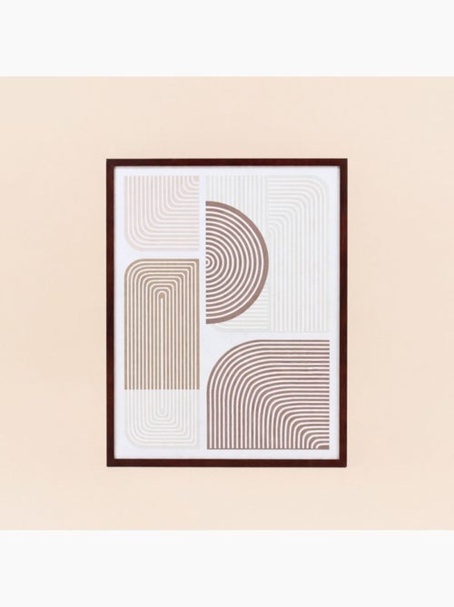 Set de 2 toiles en relief à motifs géométriques beiges, marrons 45x60cm - Kiabi