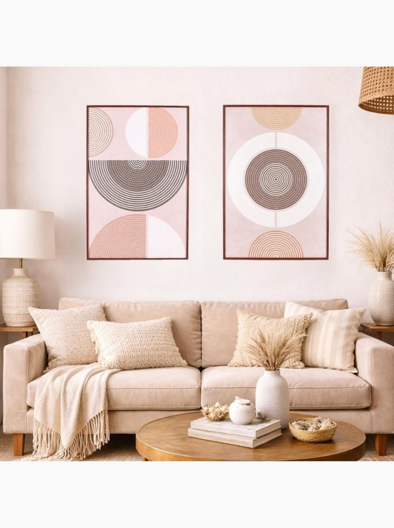 Set de 2 toiles en reliefs à motifs géométriques marrons 60x90cm Marron - Kiabi
