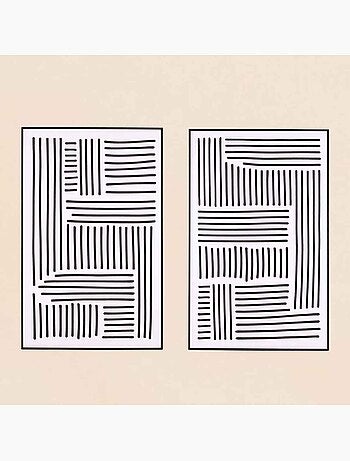 Set de 2 toiles imprimées motifs géométriques noirs et blancs 60x90cm