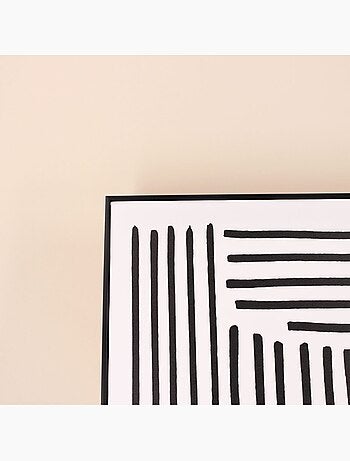 Set de 2 toiles imprimées motifs géométriques noirs et blancs 60x90cm