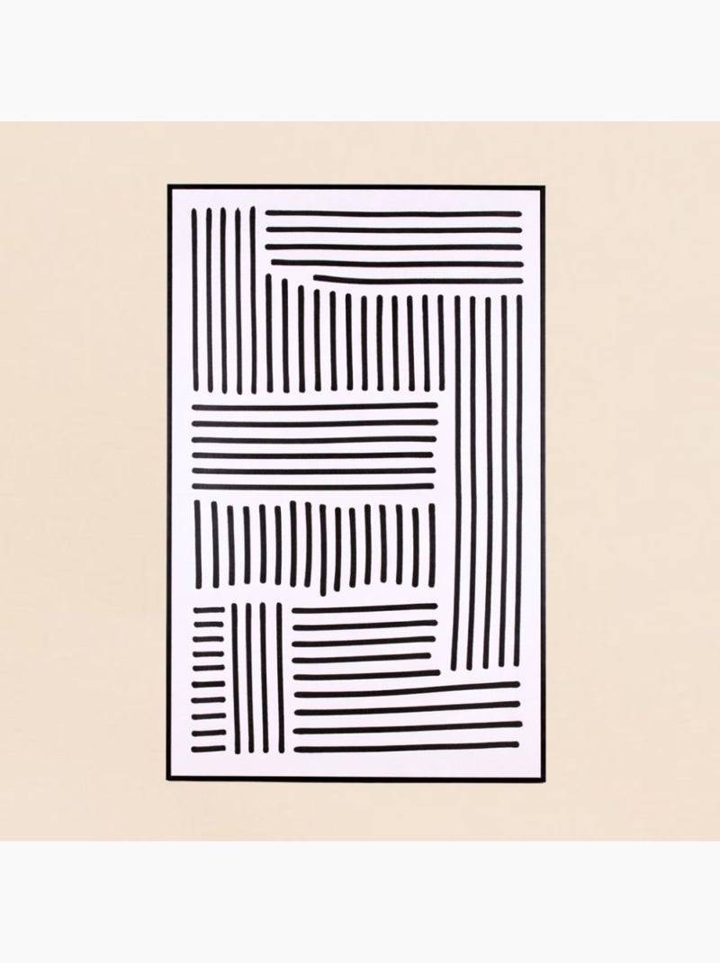 Set de 2 toiles imprimées motifs géométriques noirs et blancs 60x90cm Blanc - Kiabi