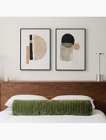 Set de 2 toiles motifs abstraits 3D beige, marron 45x60cm