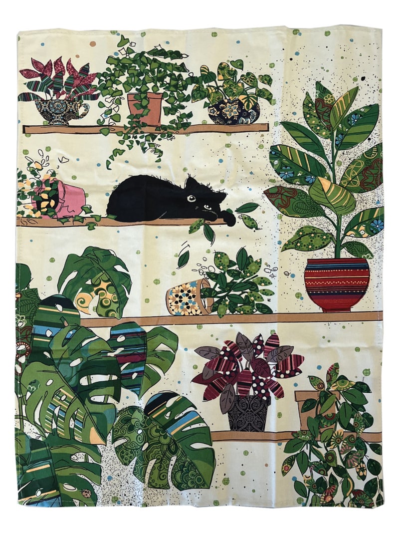 Set de 2 torchons chat plantes Kiub Multicolore - Kiabi