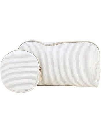Set de 2 trousses en velours côtelé beige