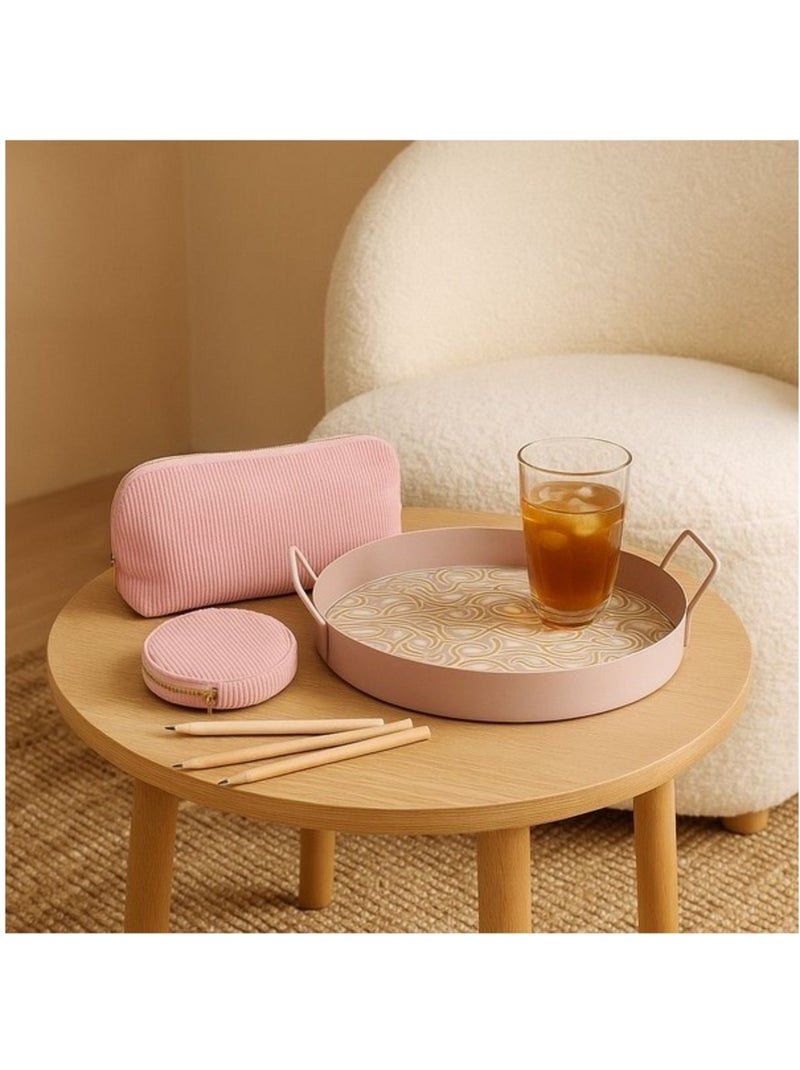 Set de 2 trousses en velours côtelé rose Rose - Kiabi