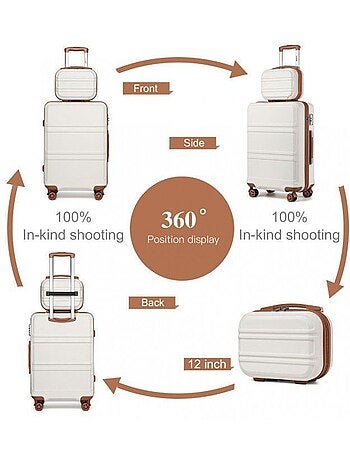 Set de 2 valises - 28x21x15 cm abs 4 roulettes serrure tsa - kono