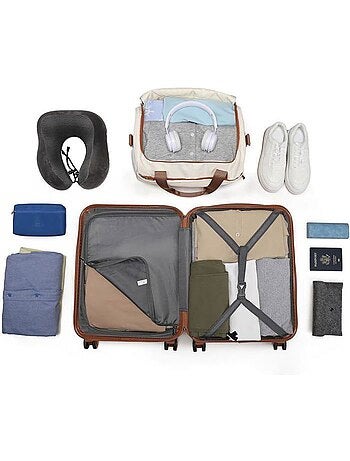 Set de 2 valises - 28x21x15 cm abs 4 roulettes serrure tsa - kono