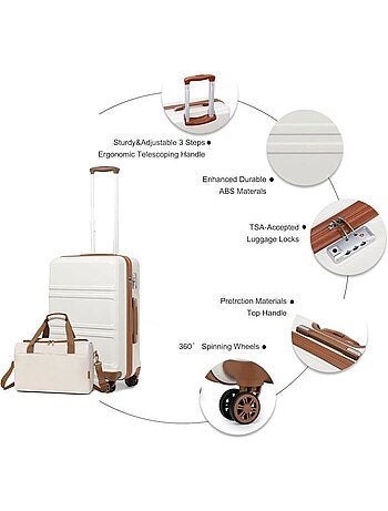 Set de 2 valises - 28x21x15 cm abs 4 roulettes serrure tsa - kono