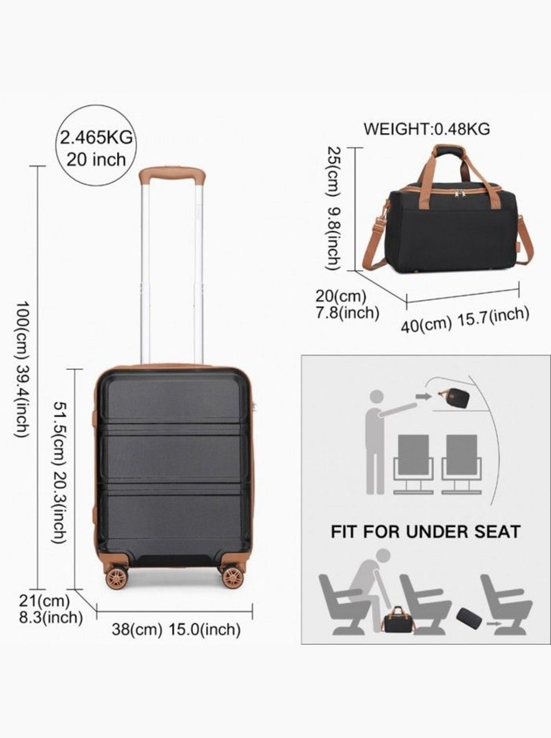 Set de 2 valises - 28x21x15 cm abs 4 roulettes serrure tsa - kono Noir - Kiabi