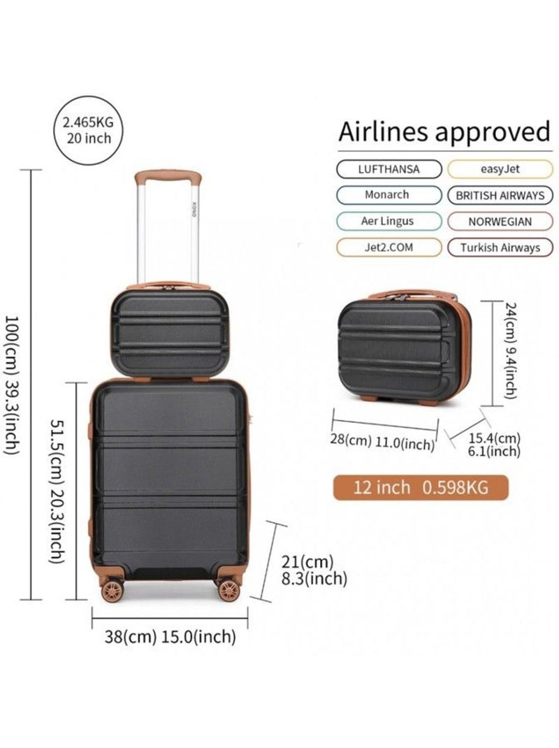 Set de 2 valises - 28x21x15 cm abs 4 roulettes serrure tsa - kono Noir - Kiabi