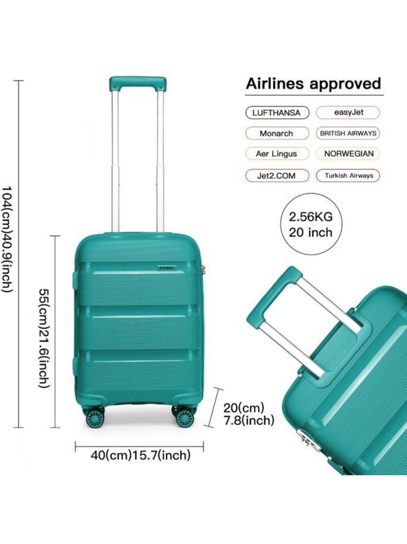 Set de 2 valises - 40x25x20 cm, rigide abs, 4 roues 360°, serrure tsa - kono Bleu - Kiabi