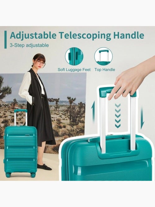 Set de 2 valises - 40x25x20 cm, rigide abs, 4 roues 360°, serrure tsa - kono - Kiabi