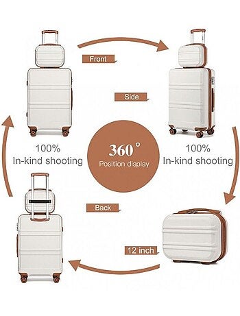 Set de 2 valises - 51.5x38x21 cm abs 4 roulettes serrure tsa - kono