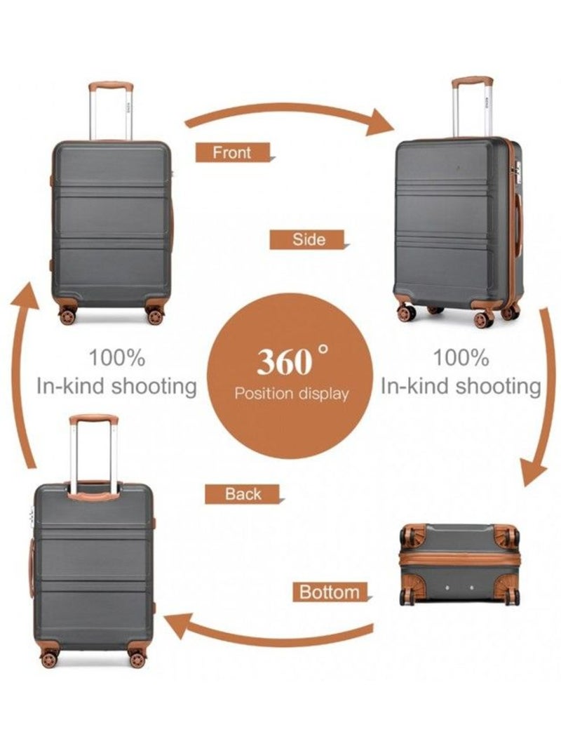 Set de 2 valises - 51.5x38x21 cm abs+pc 4 roulettes serrure tsa - kono Gris - Kiabi