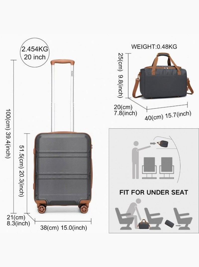 Set de 2 valises - 51.5x38x21 cm abs+pc 4 roulettes serrure tsa - kono Gris - Kiabi