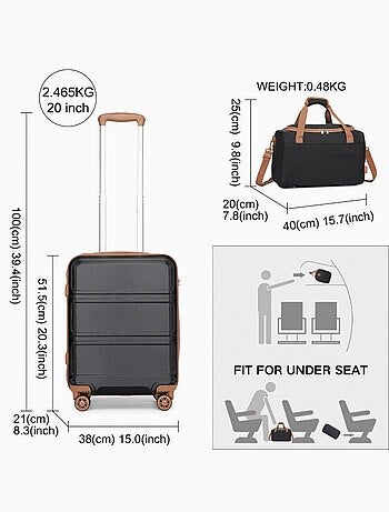 Set de 2 valises - 51.5x38x21 cm abs+pc 4 roulettes serrure tsa - kono