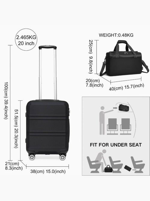 Set de 2 valises - 51.5x38x21 cm abs+pc 4 roulettes serrure tsa - kono - Kiabi