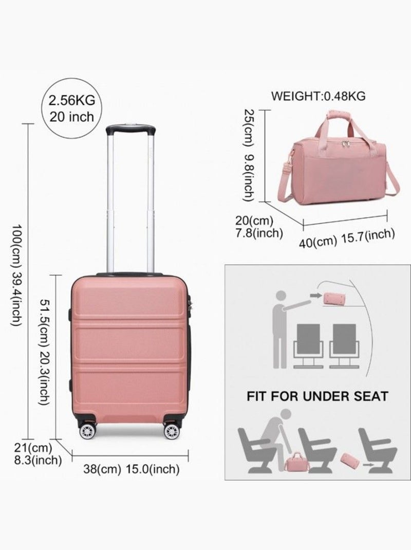 Set de 2 valises - 51.5x38x21 cm abs+pc 4 roulettes serrure tsa - kono Rose - Kiabi