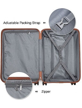 Set de 2 valises - 51.5x38x21 cm, rigide abs, 4 roues, serrure tsa - kono