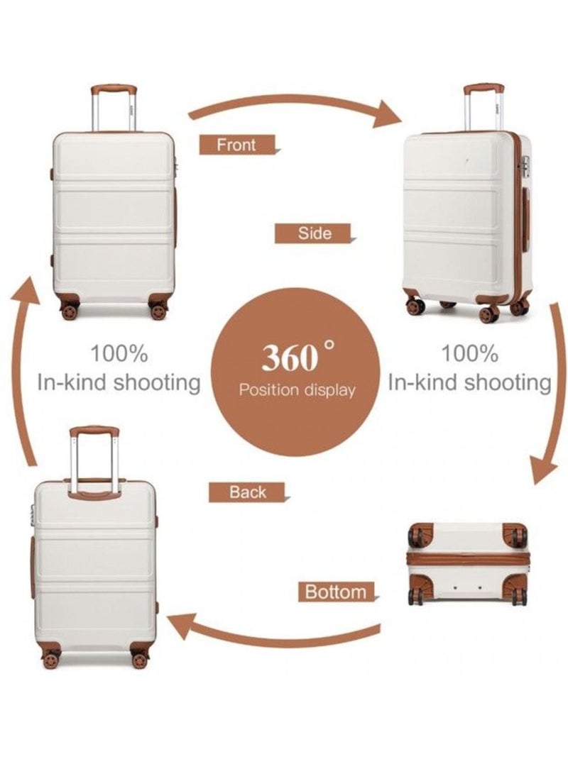 Set de 2 valises - 51.5x38x21 cm, rigide abs, 4 roues, serrure tsa - kono Blanc - Kiabi