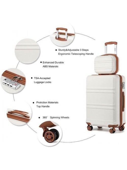 Set de 2 valises - 51.5x38x21 cm, rigide abs, 4 roues, serrure tsa - kono - Kiabi Set de 2 valises - 51.5x38x21 cm, rigide abs, 4 roues, serrure tsa - kono - Kiabi