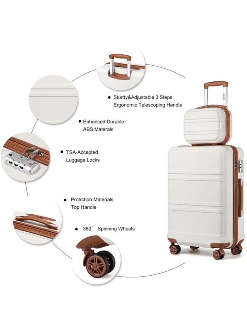 Set de 2 valises - 51.5x38x21 cm, rigide abs, 4 roues, serrure tsa - kono Blanc - Kiabi
