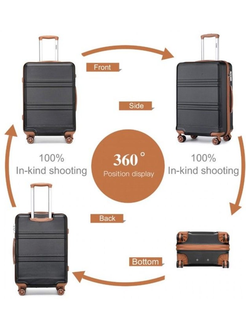 Set de 2 valises - 51x38x21 cm abs 4 roulettes serrure tsa - kono Noir - Kiabi
