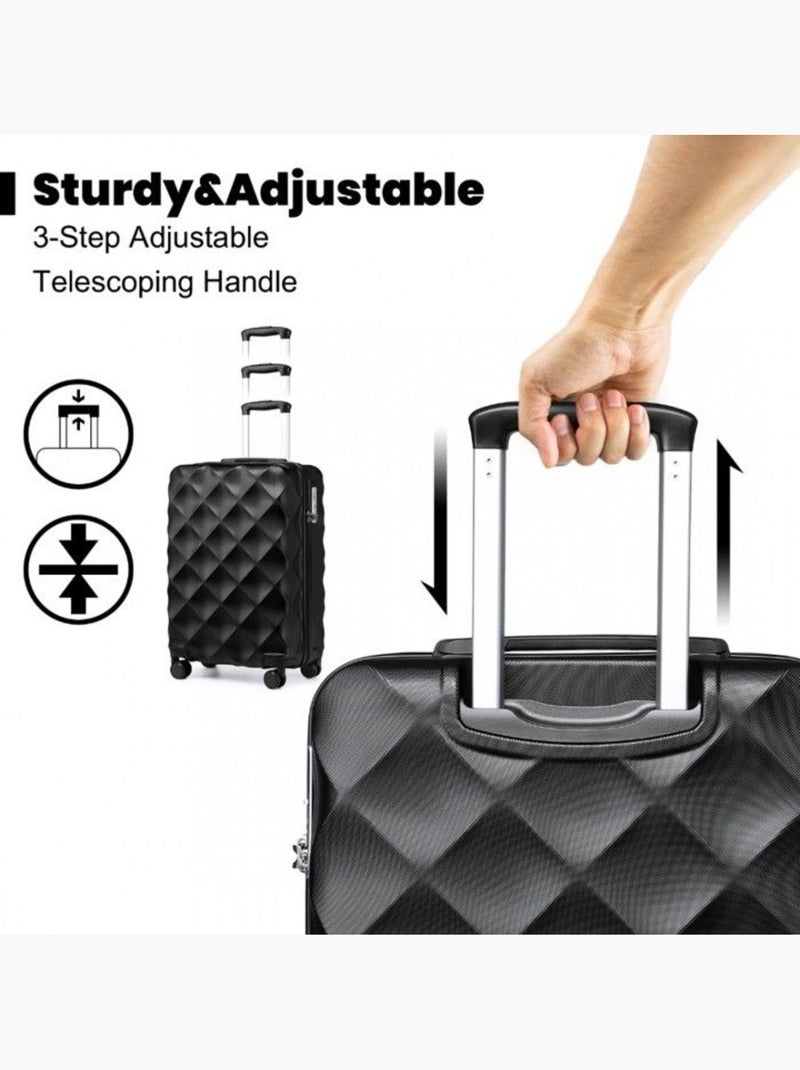 Set de 2 valises - 53+61 cm abs 4 roulettes serrure tsa - british traveller Noir - Kiabi