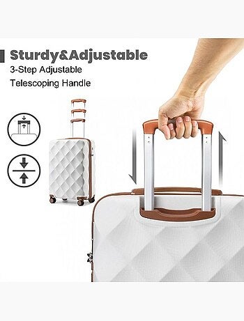 Set de 2 valises - 53+61 cm, rigide abs, 4 roues 360°, serrure tsa - british traveller