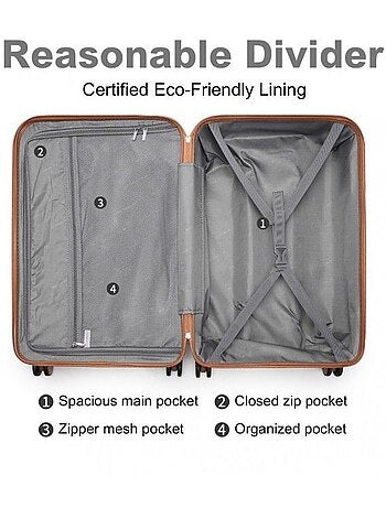 Set de 2 valises - 53+61 cm, rigide abs, 4 roues 360°, serrure tsa - british traveller