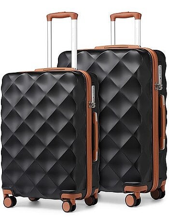 Set de 2 valises - 53+61 cm, rigide abs, 4 roues 360°, serrure tsa - british traveller