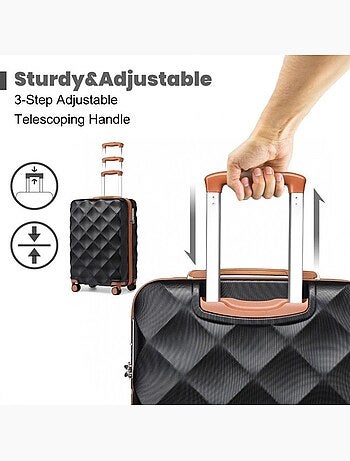 Set de 2 valises - 53+61 cm, rigide abs, 4 roues 360°, serrure tsa - british traveller