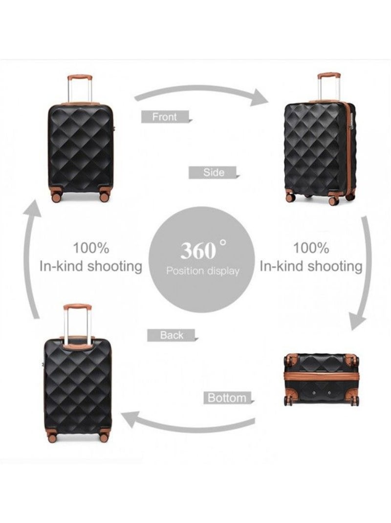Set de 2 valises - 53+61 cm, rigide abs, 4 roues 360°, serrure tsa - british traveller Noir - Kiabi