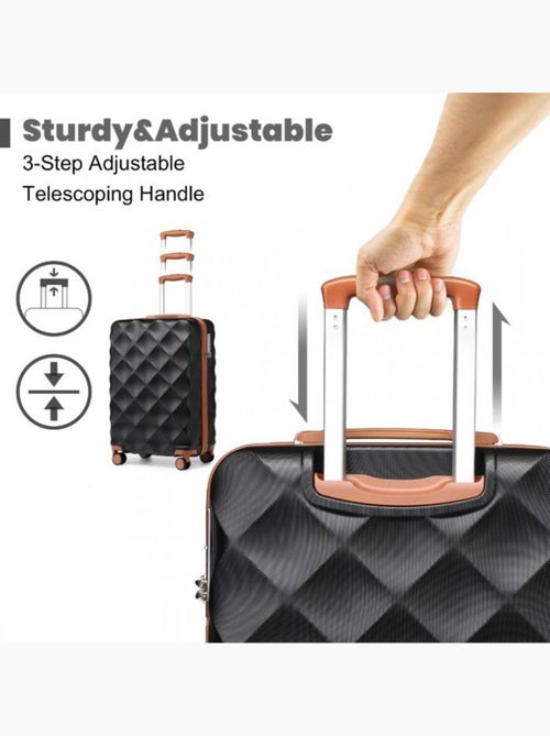 Set de 2 valises - 53+61 cm, rigide abs, 4 roues 360°, serrure tsa - british traveller - Kiabi